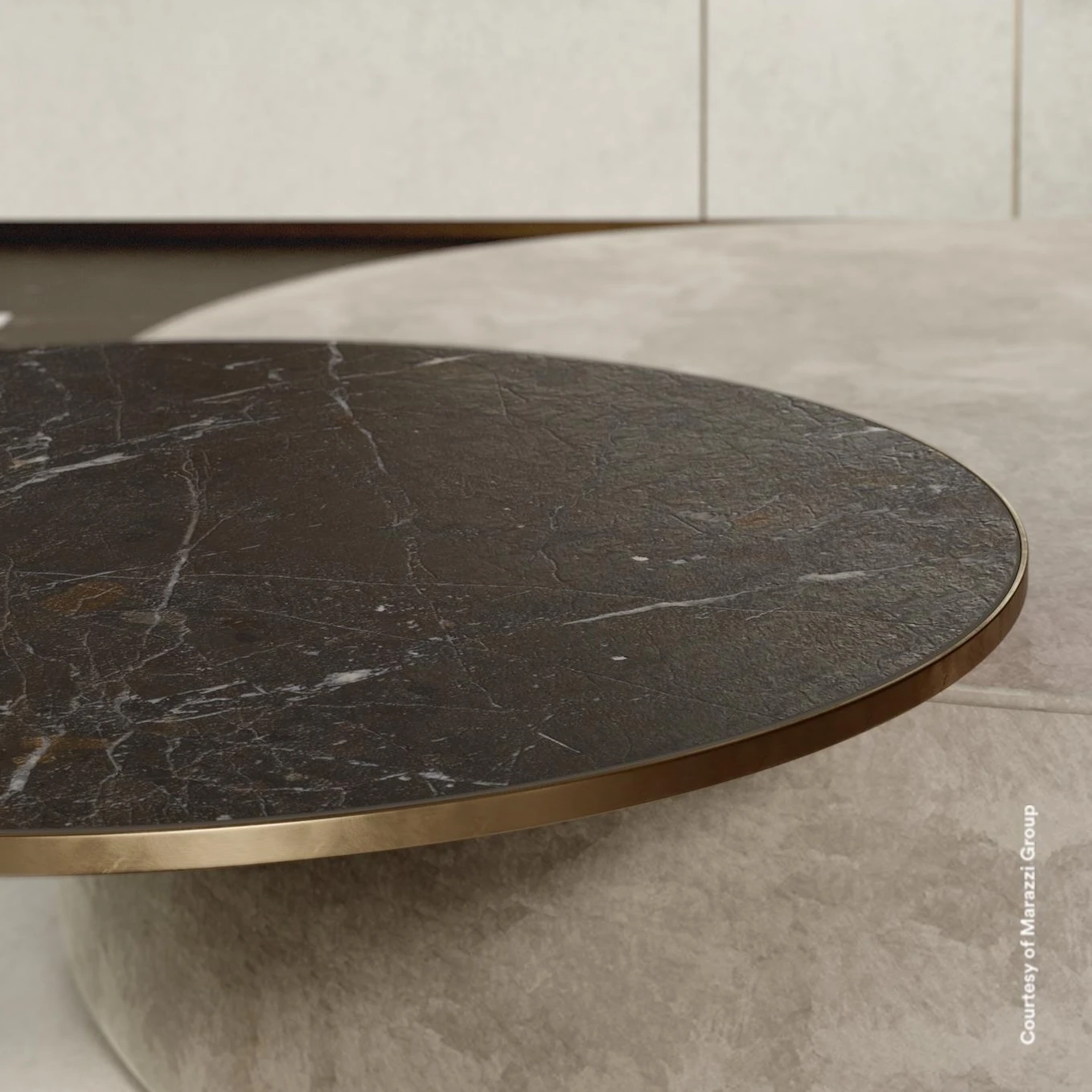 Keramisch tafelblad met relief donker