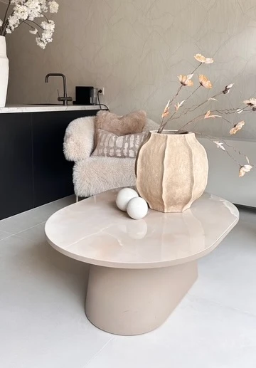 Keramische salontafel beige tinten