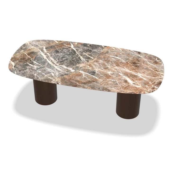 Keramische eettafel deens ovaal cilinder poot