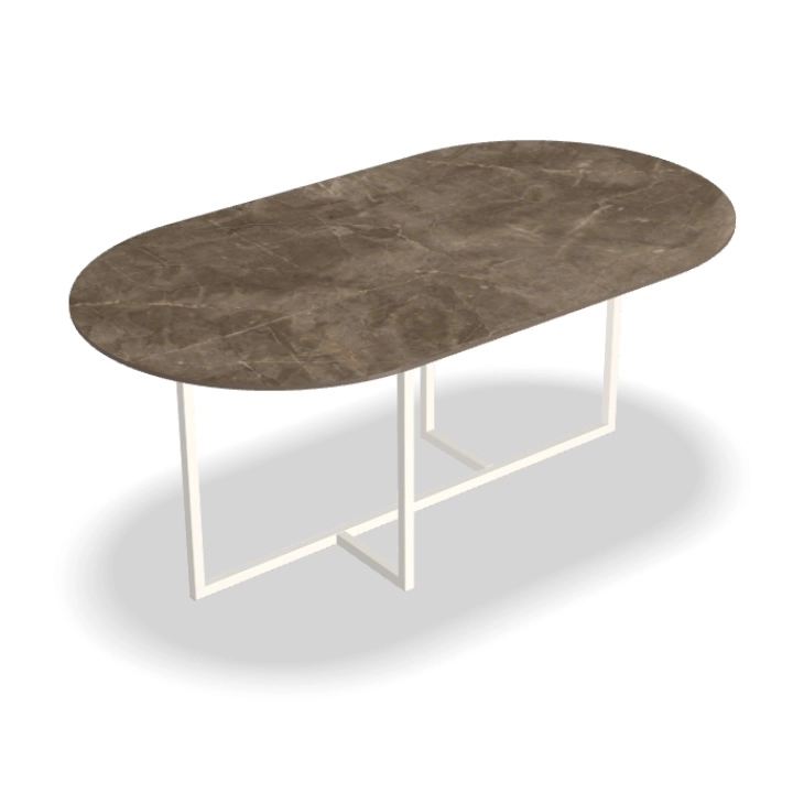 Keramische tuintafel halfrond Stone Brown