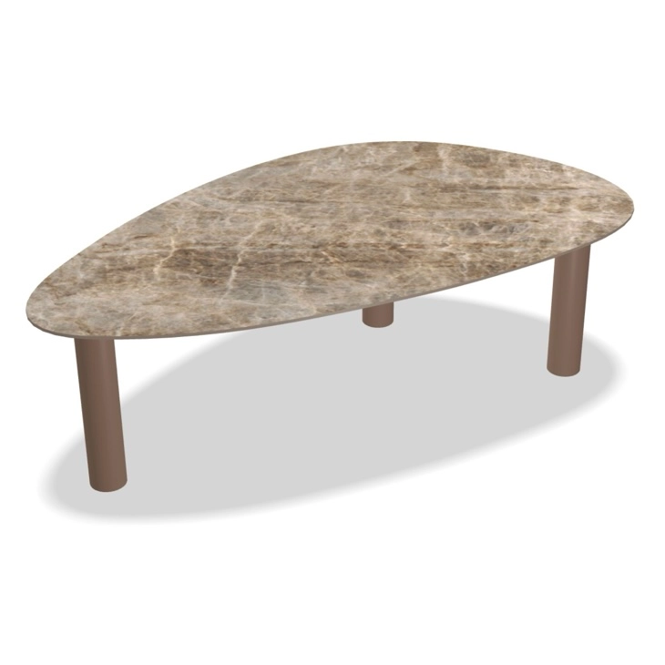 Keramische eettafel kiezel met ronde poot