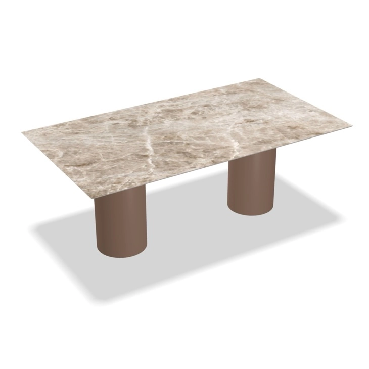 Keramische eettafel rechthoek cilinder poot